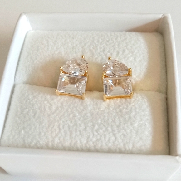 Jewelry - Radiance by Absolute stud earrings sterling silver gold tone polished finish